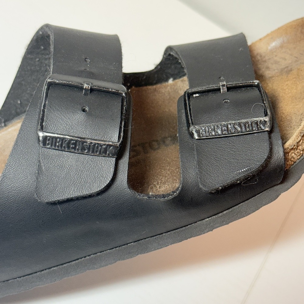 Birkenstock Arizona Classic Birko-Flor Double Buckle Slides Black Women Sz 8/39 - Picture 6 of 11